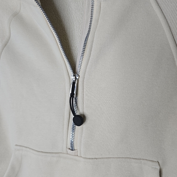 Cream Hoodie sherpa lined cropped womens M‎ - Picture 2 of 13